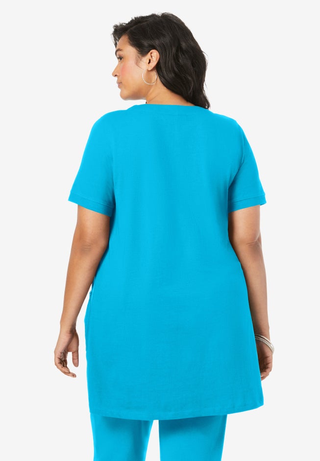 Plus Size Two Pocket Soft Knit Swing Tunic image number 3