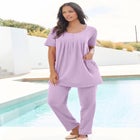 Plus Size Soft Knit Relaxed Pull-On Straight Leg Pant image number null