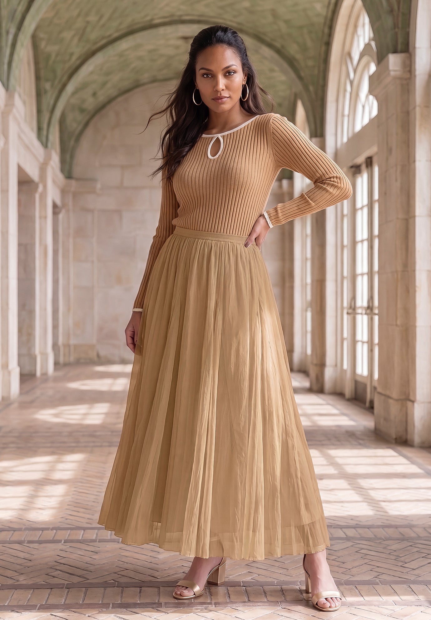 Flowing Crinkled Maxi Skirt image number 0