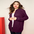 Plus Size Waffle Knit Zip-Front Relaxed Hoodie image number null