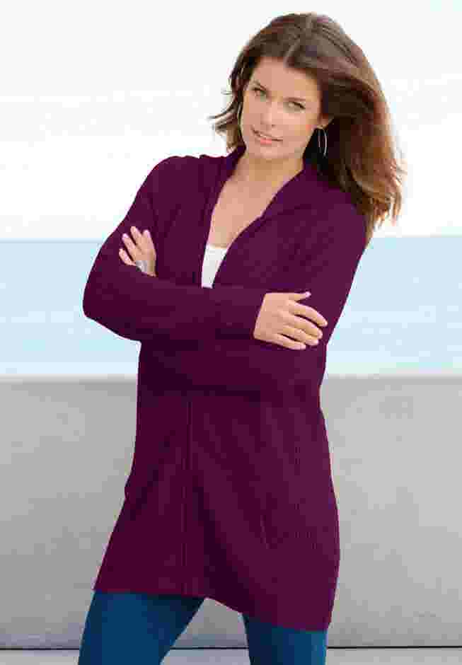Plus Size Waffle Knit Zip Hoodie image number 7
