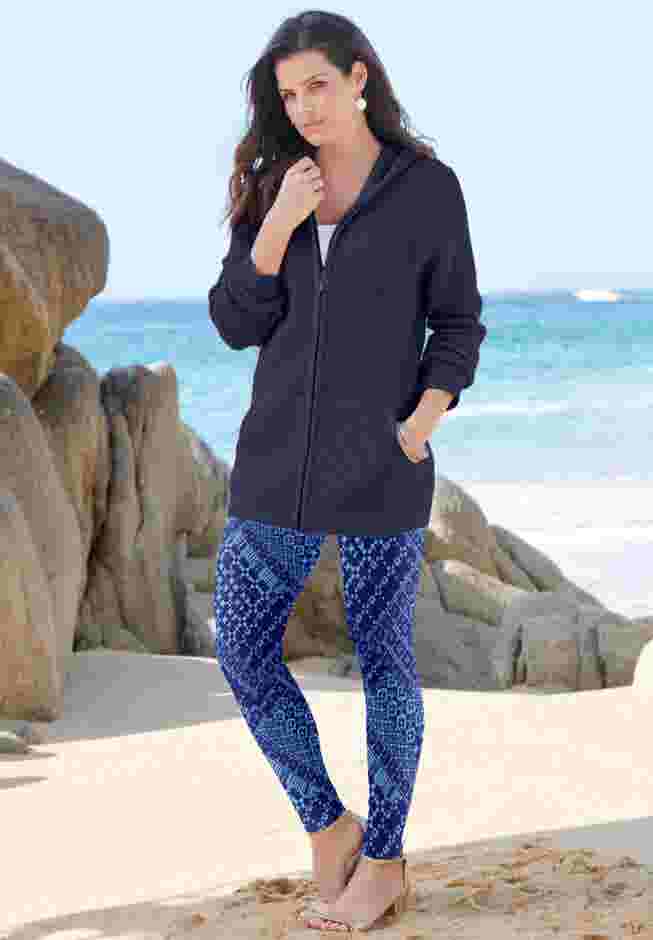 Plus Size Waffle Knit Zip Hoodie image number 11