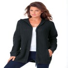 Plus Size Waffle Knit Zip-Front Relaxed Hoodie image number null
