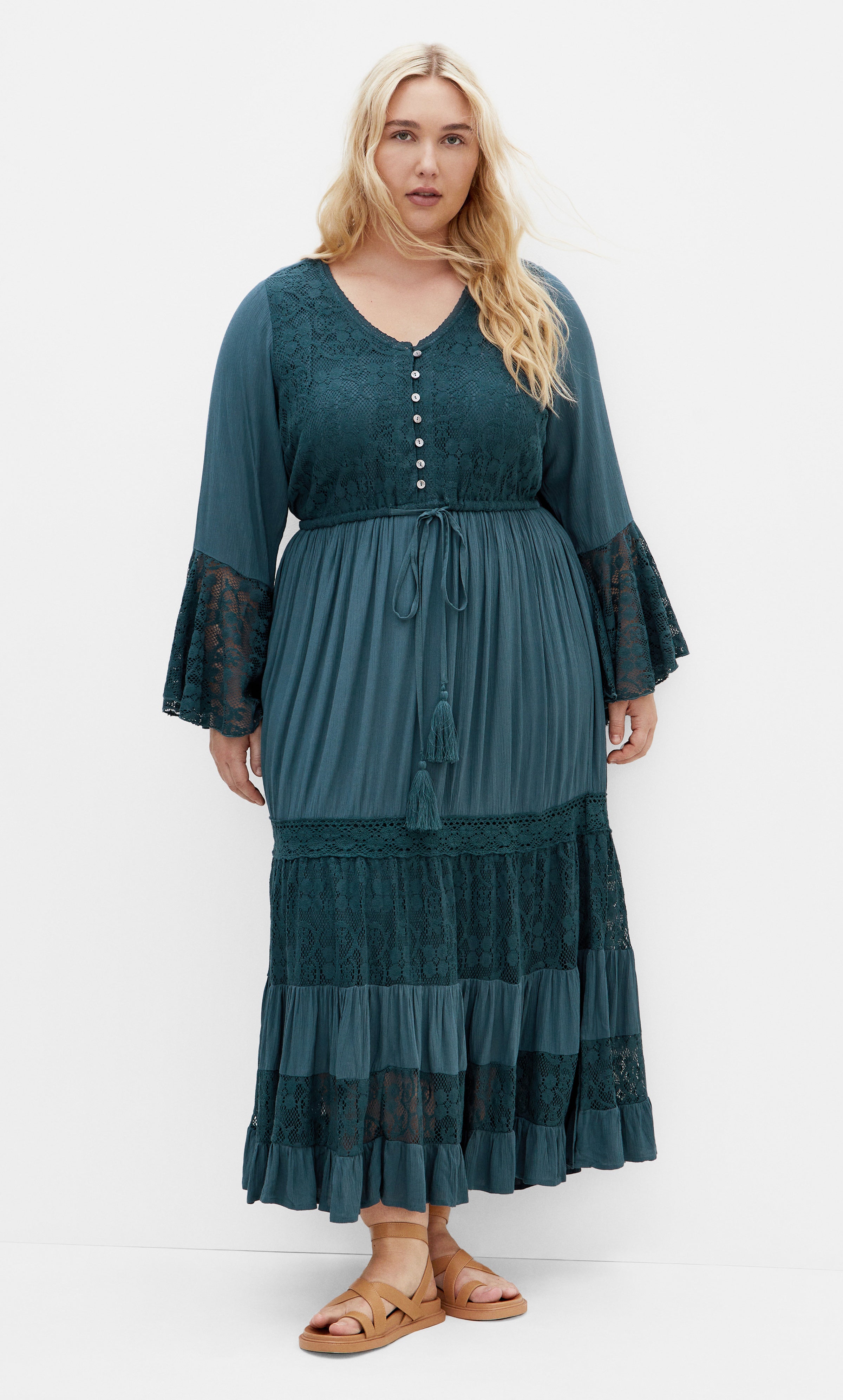 Tisha Lace Maxi Dress - aegean | Dia & Co Tisha Lace Maxi Dress - aegean | Dia & Co