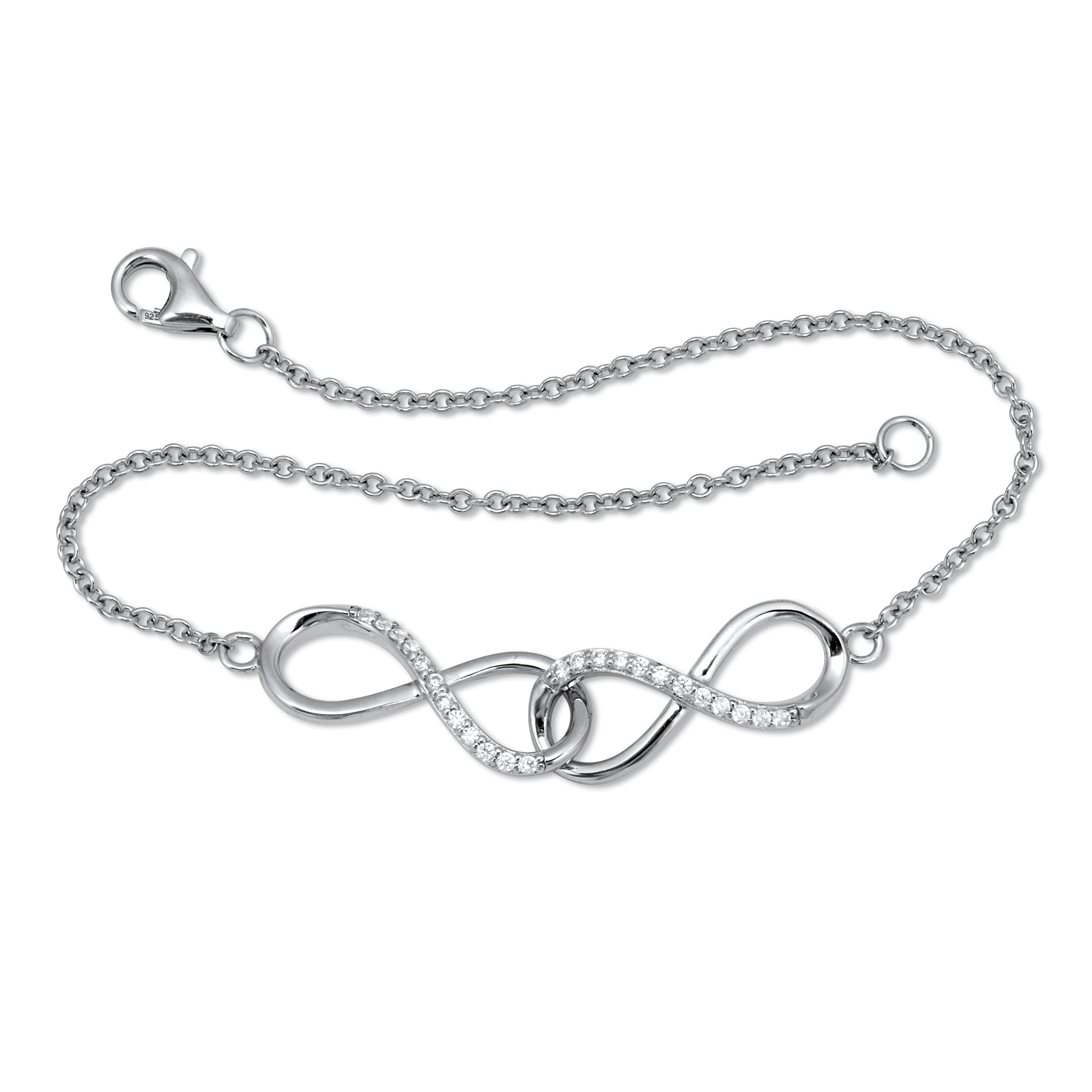 16 TCW Round CZ Sterling Silver Infinity Charm Bracelet 7-inch