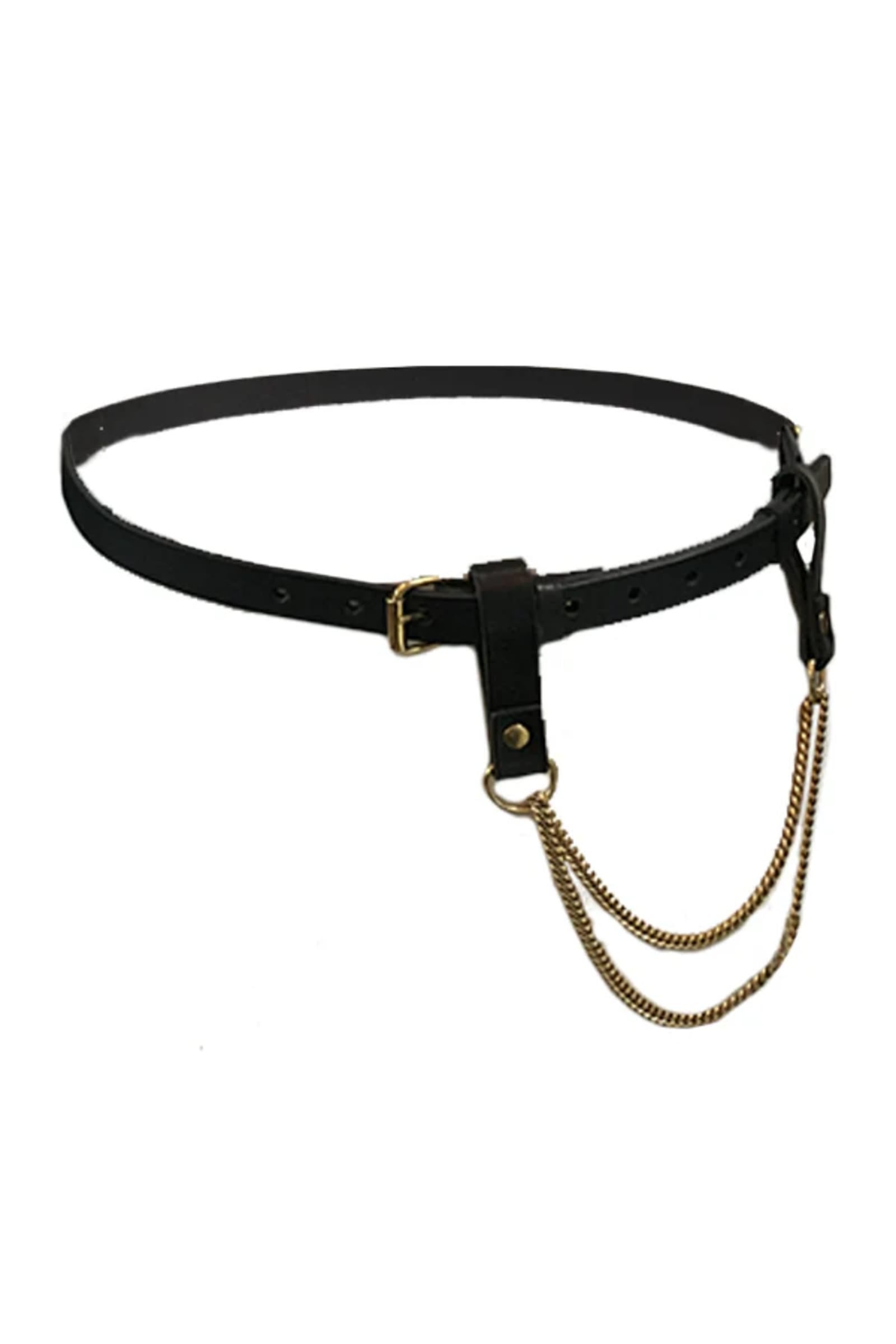 Convertible Draped Chain & Leather Belt | Dia & Co display picture 1