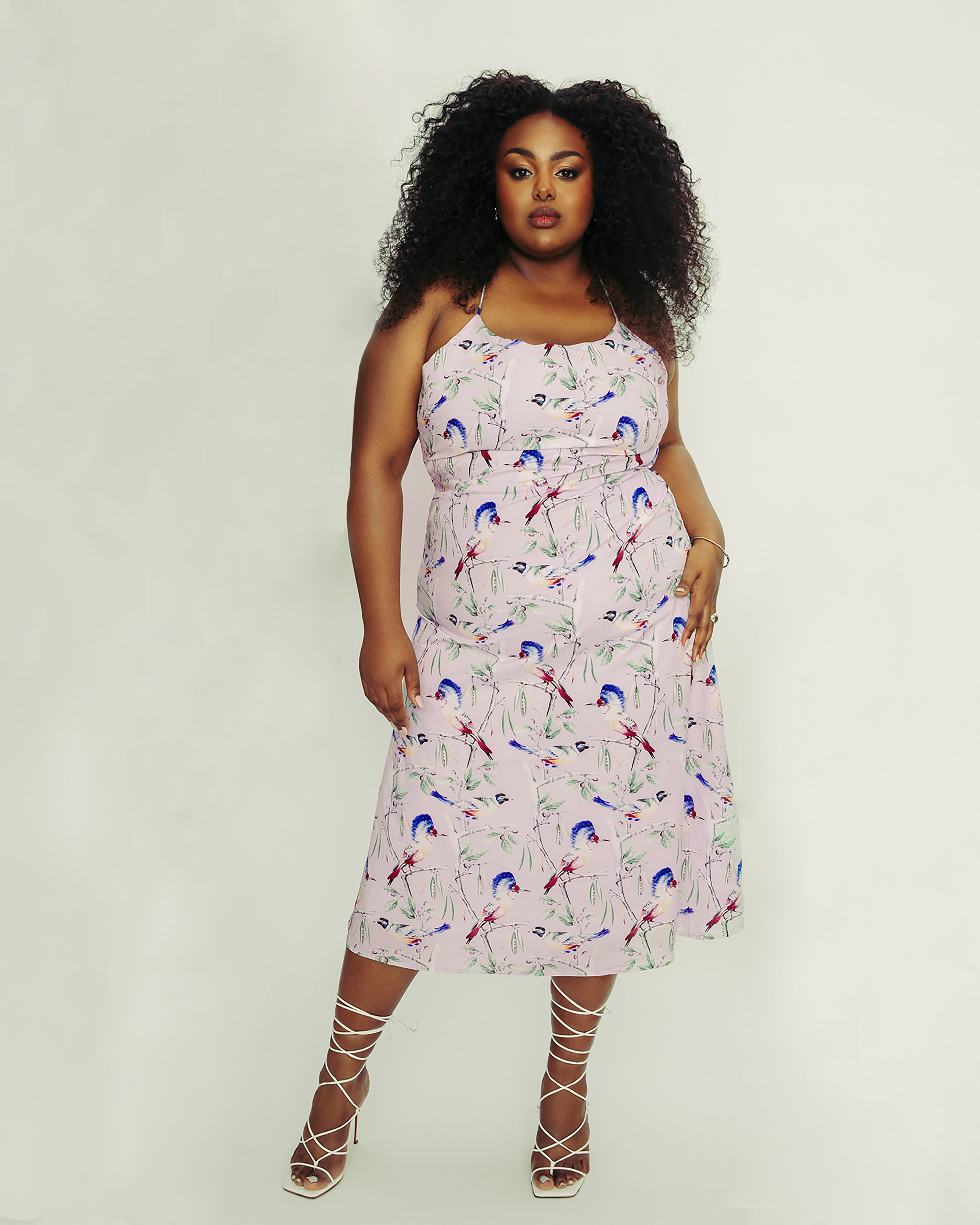 midi dress lace up back Surreal Lace-Up Back Tulle Midi Dress Butter